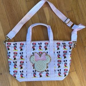 Stoney Clover Disney Minnie Mouse Tote with Pearl Bow - Pink and Gold